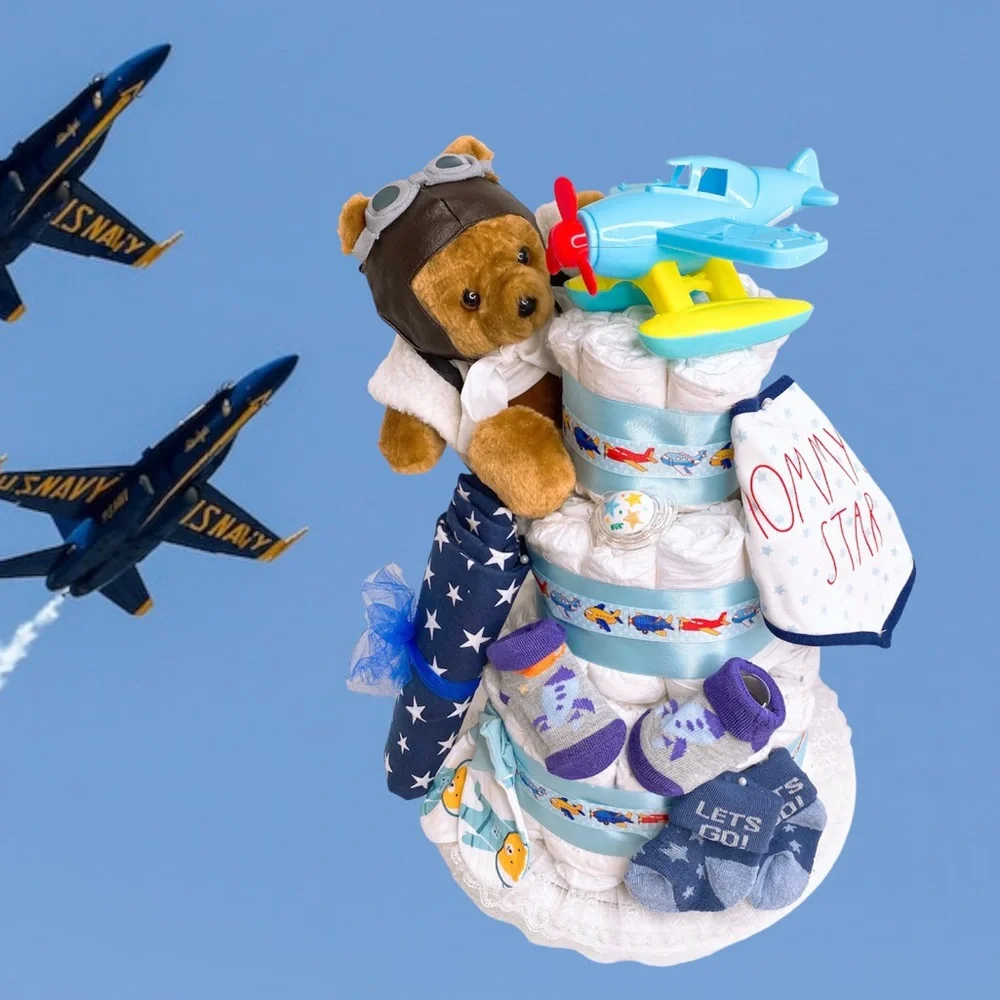 Aviator Pilot Diaper Cake, Baby Shower Gift